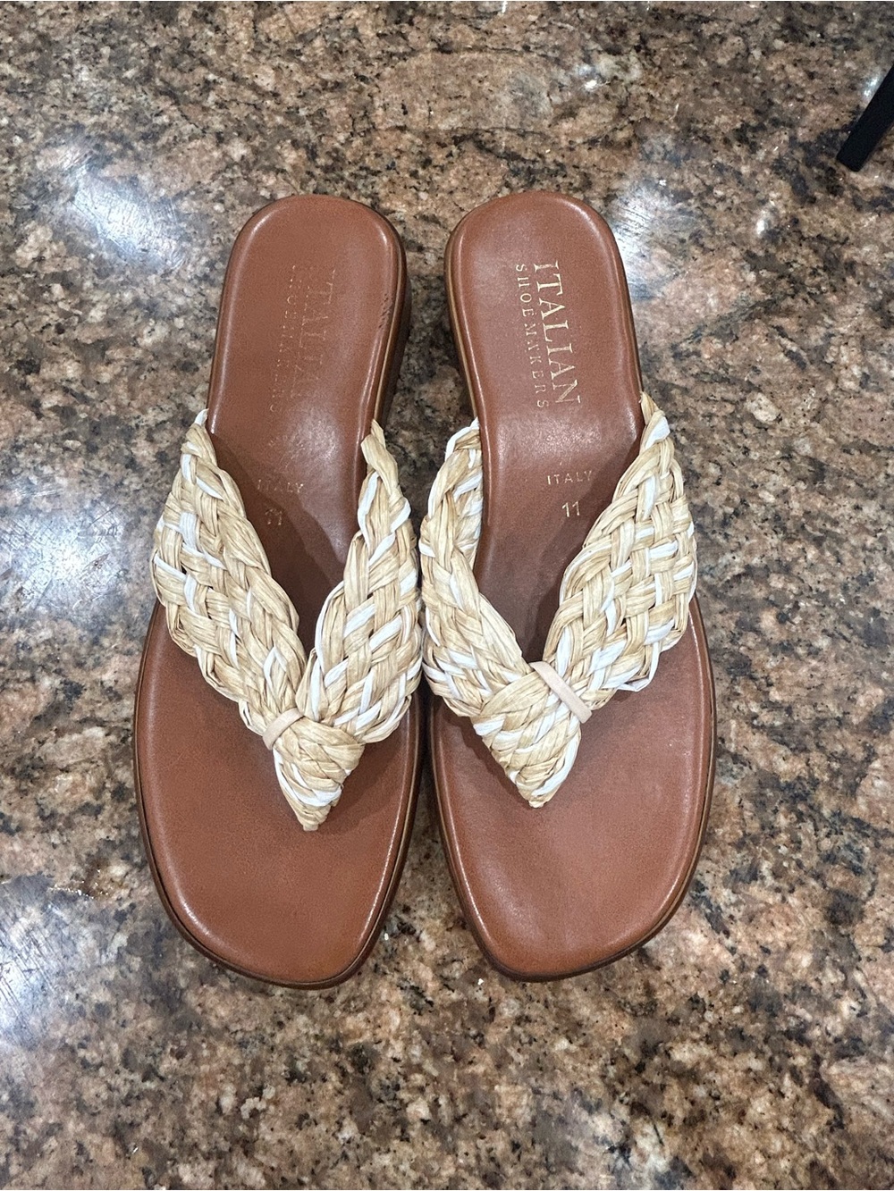 Italian Shoemakers Nory tan Leather Sandals with Braided soft straps size 11